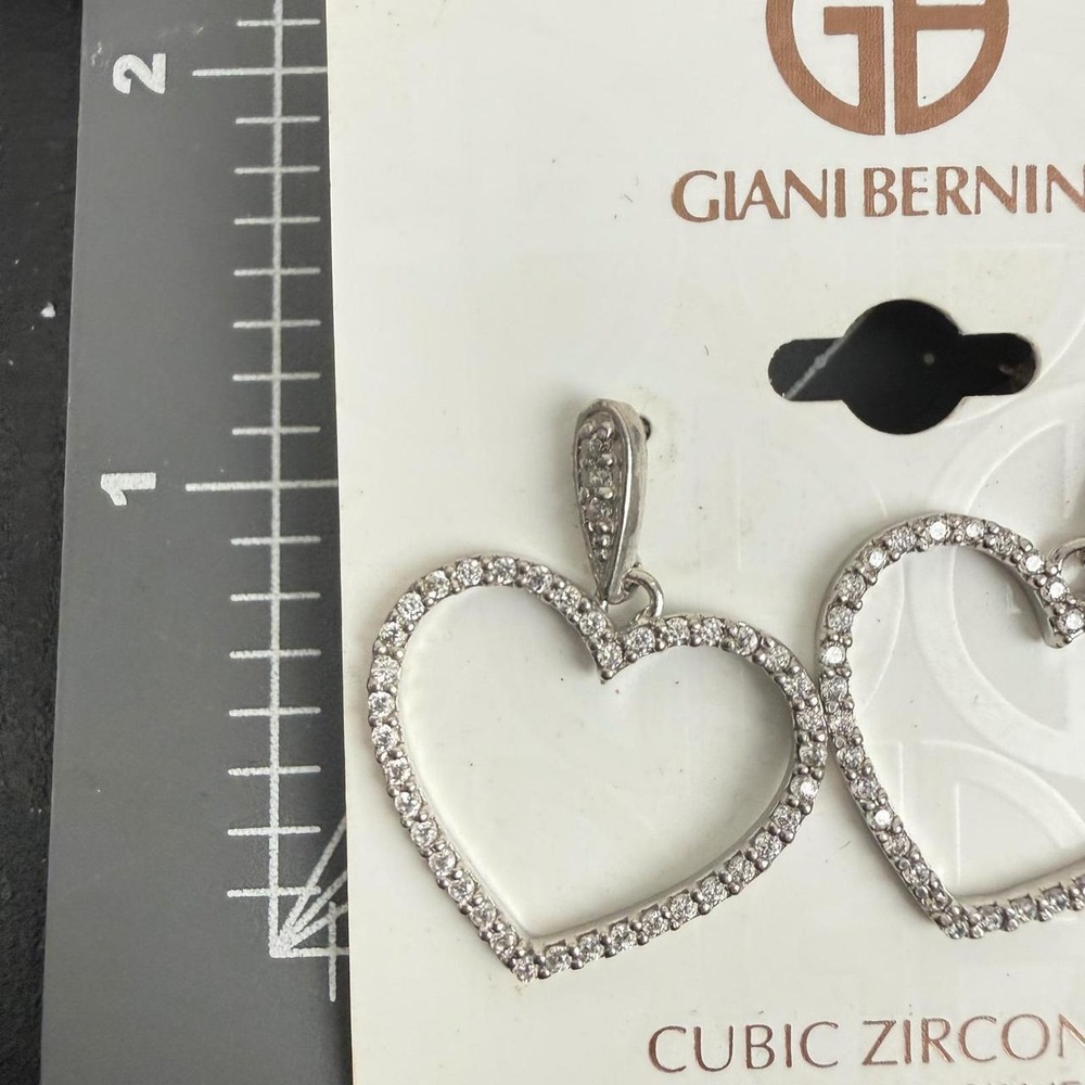 Giani Bernini‎ Romantic Pave Earrings Cubic Zirconia Open Heart Dangle Drop - Picture 3 of 3